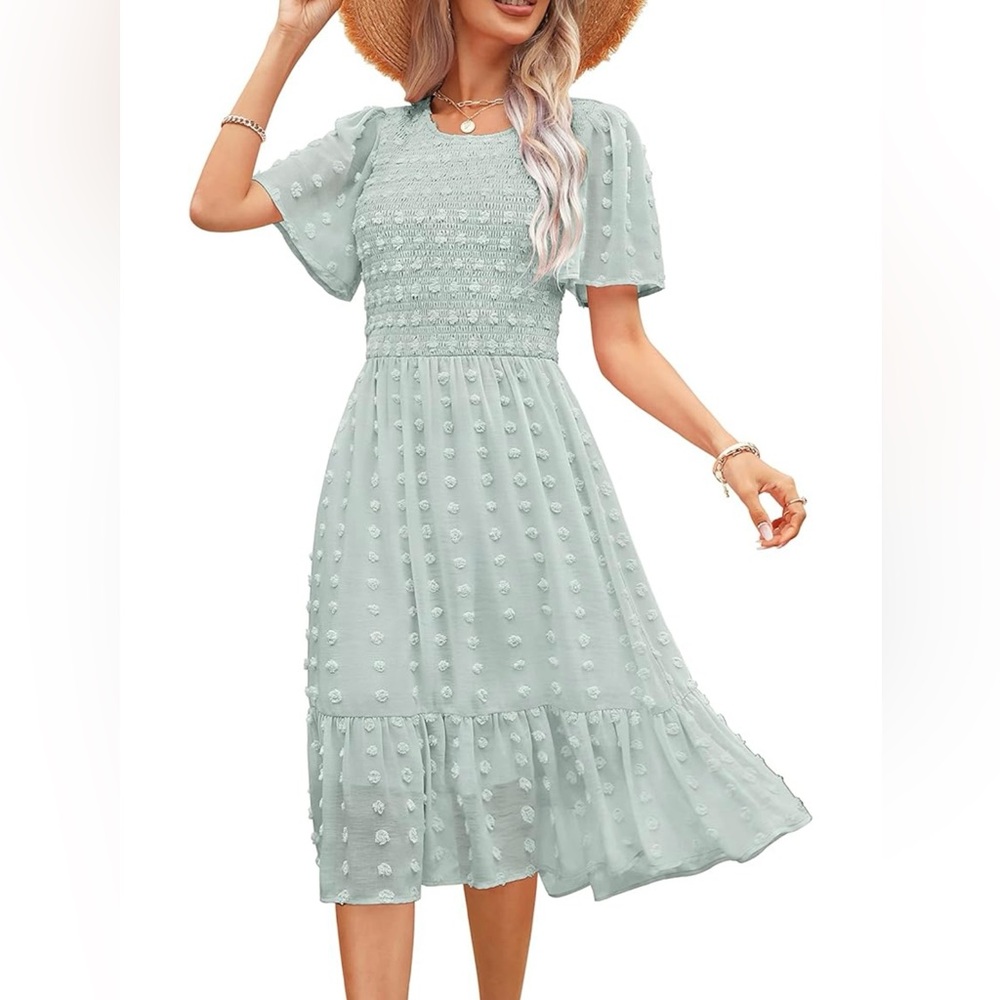 Mint Green Textured Midi Dress